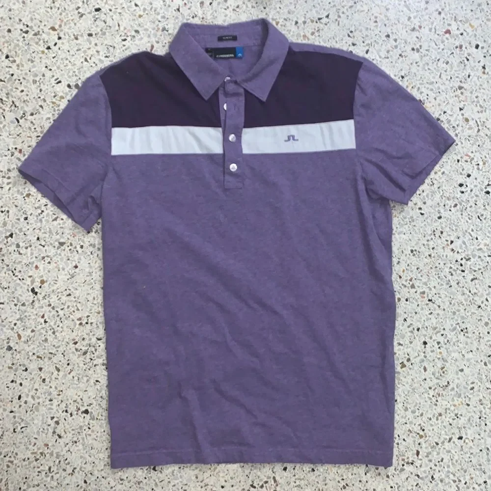 EUC J.Lindeberg M Slim Fit purple polo golf shirt Medium PGA